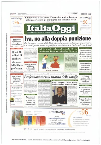 Italia oggi : quotidiano di economia finanza e politica